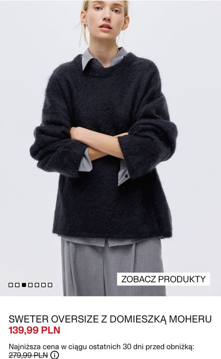 H&M M 25% Moher 25% wełna czarny luźny sweter