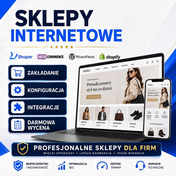 Profesjonalny sklep internetowy — Shoper, WooCommerce, Shopify