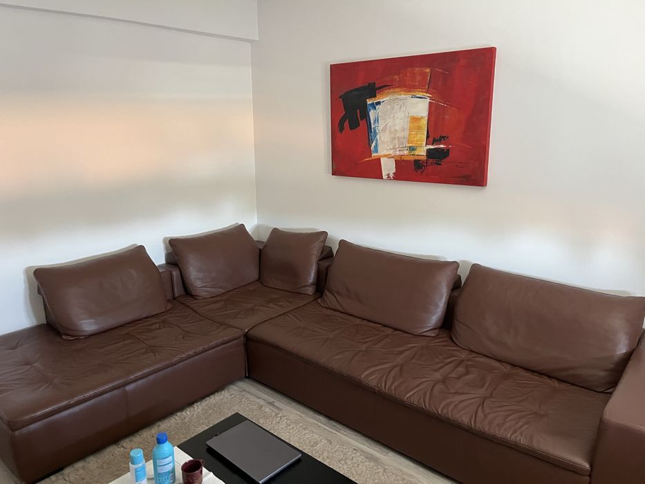 Sofá grande à medida de cabedal castanho - Bo Concept