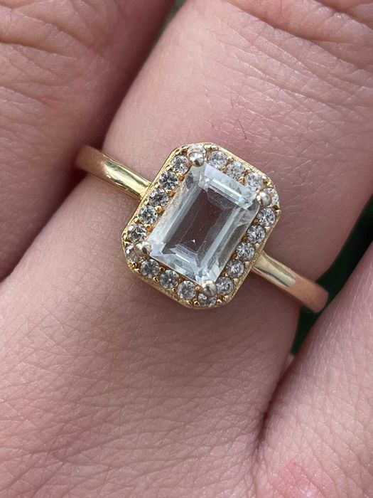 Серебряное кольцо с аквамарином. Размер 18