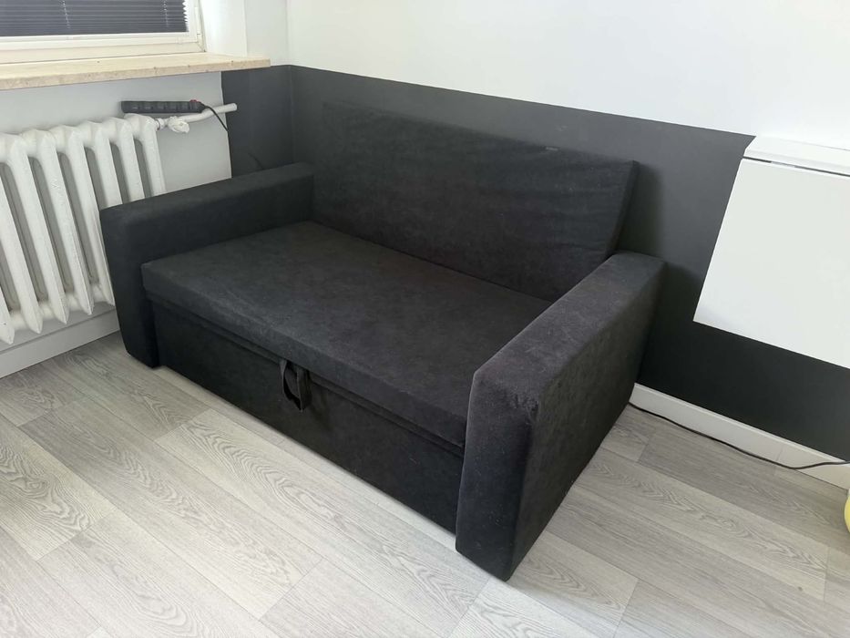 Sofa dwuosobowa, rozkładana, czarna