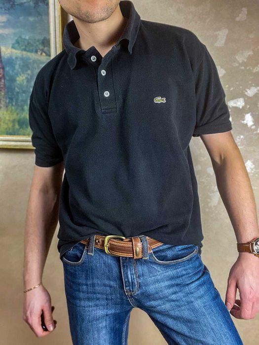 Czarna koszulka polo Lacoste L sport vintage 90s