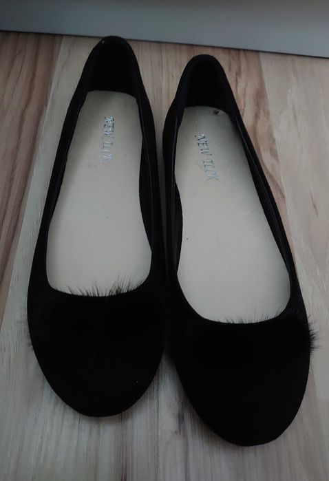 Baleriny Czarne Puszek Rozmiar 38