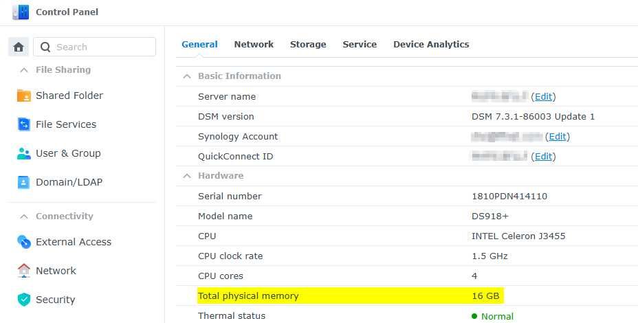 NAS Synology DS 918+ com 16GB de RAM