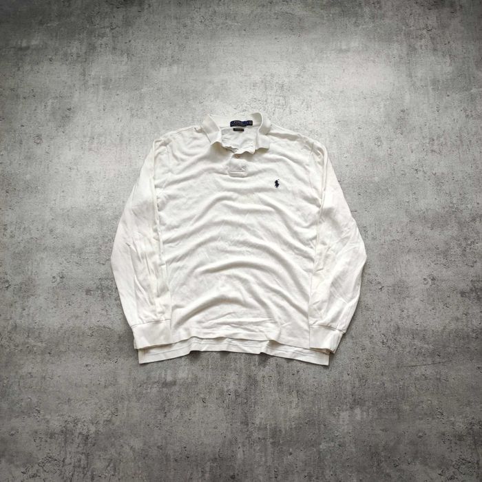 MĘSKA Elegancka PREMIUM Koszulka Biała Polo Ralph Lauren Długi Rękaw