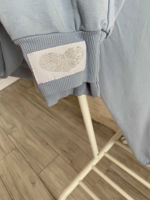 By o la la błękitny set dres z pudlem kryształki - serduszka spodnie