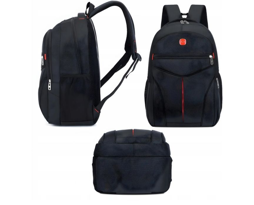 Plecak Męski Damski Do Pracy Szkoły Wodoodporny Sport Czarny Pojemny