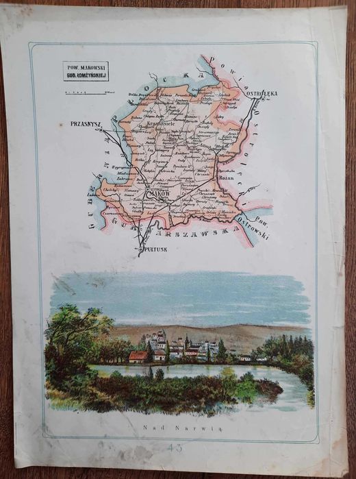BAZEWICZ Powiat Makowski Gubernia Łomżyńska Chromolitografia 1907 r.