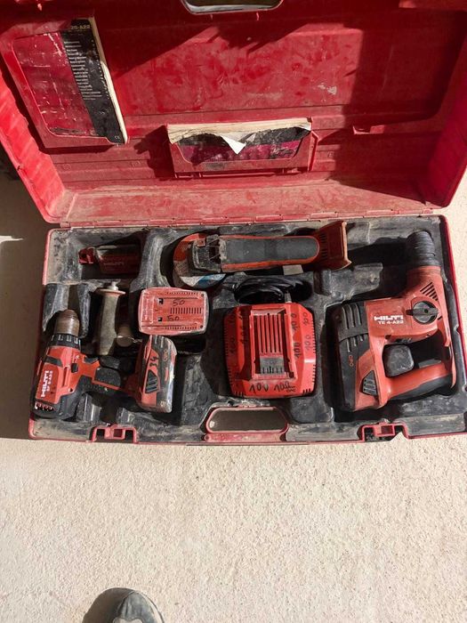 Kit Hilti a Bateria – Berbequim, Rebarbadora e Martelo Perfurador + Carregador + 2 Baterias + Mala