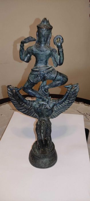 Estatueta Deus Vishnu montando Garuda - Imperio Khmer