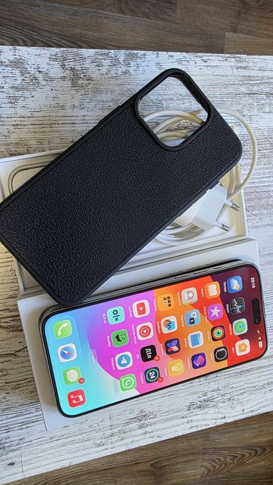 Iphone 15pro max 256Gb, White Titanium, Sim+Esim, 1рік, 91%, без втручань!
