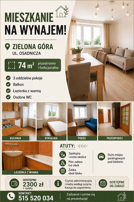 Mieszkanie do wynajęcia 3 pokojowe