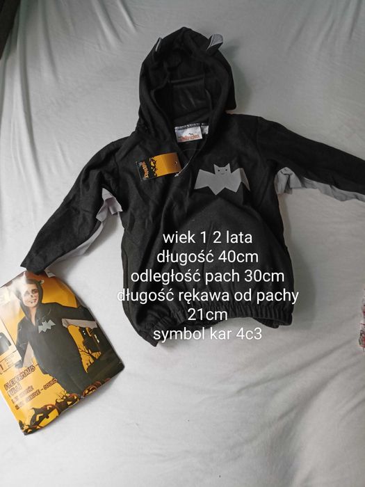 kostium strój przebranie na bal halloween nietoperz 92 NOWE