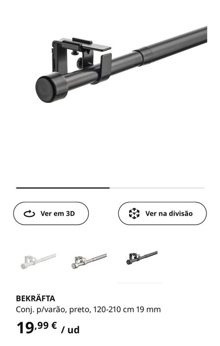 Kit 4 cortinas cinzas opacas com 4 varões ikea Bekrafta
