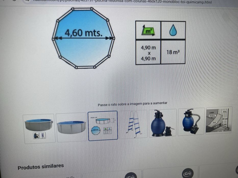 Piscina redonda com colunas  460x120 monobloc