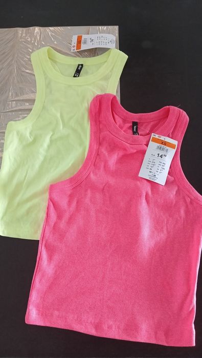 Top neonowy róż i żółty Nowy XS Sinsay