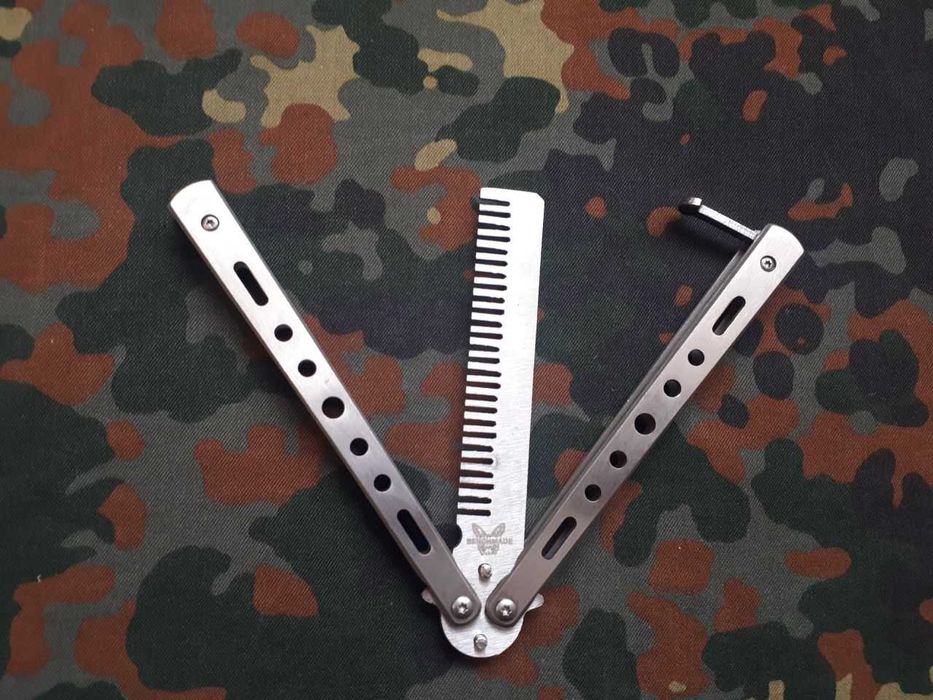 Ніж метелик гребінець Silver Benchmade,тренувальний балісонг Хакі 22см