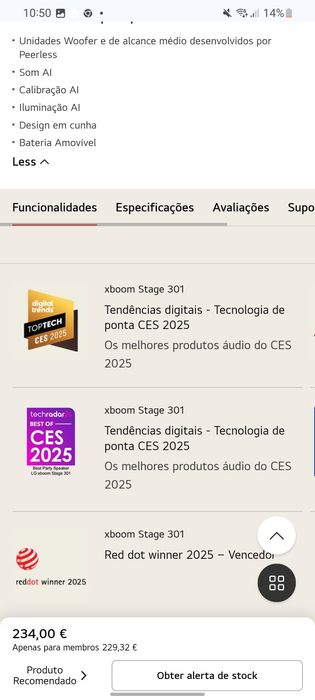 Vendo Coluna Alta Potência LG  Nova