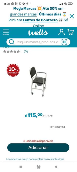 Cadeira sanitária nova
