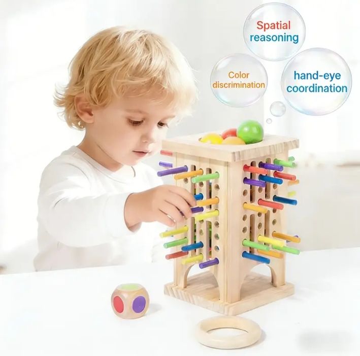 Деревянная башня с палочками монтессори (сортер)