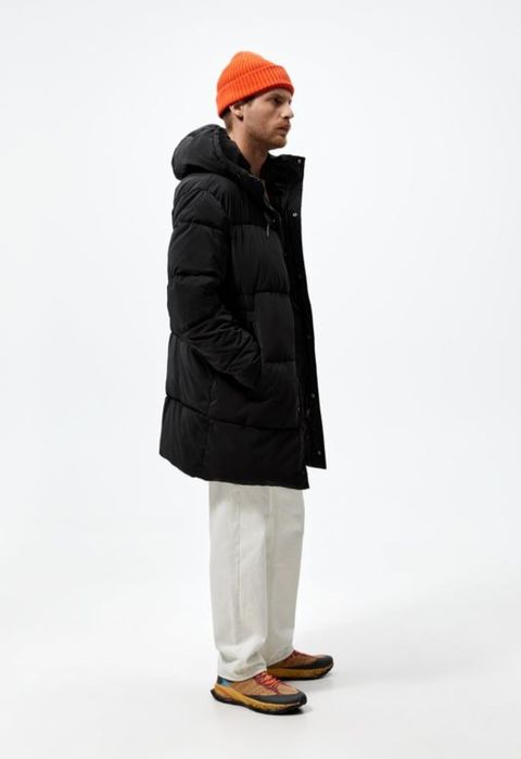 Куртка зимова довга курточка пуховик парка чорна L Л zara 8281/402