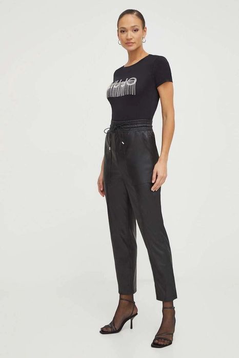 T-shirt czarny z logo i cyrkoniami Liu Jo XS