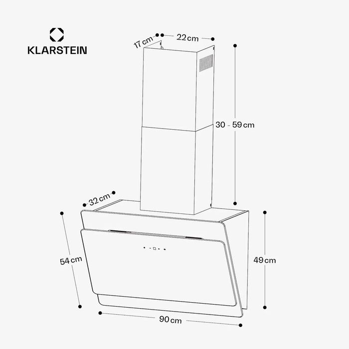 Вытяжка кухонная наклонная витяжка кухонна Klarstein Aurica 90
