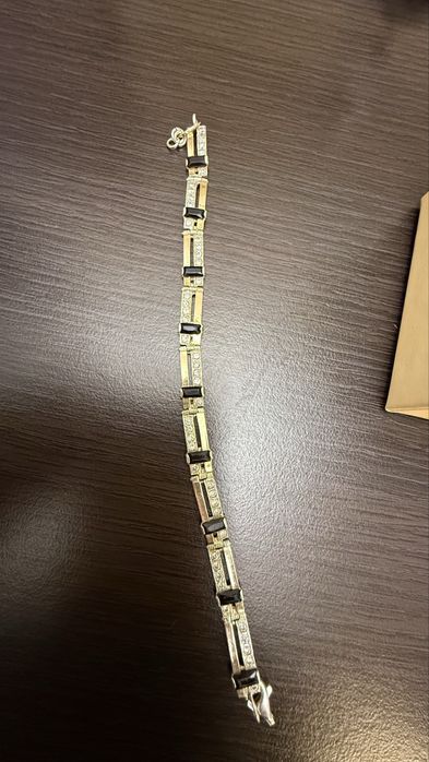 Срібний набір 925 з позолотою та чорними вставками