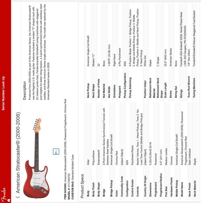 Электрогитара Fender American Stratocaster - Chrome Red