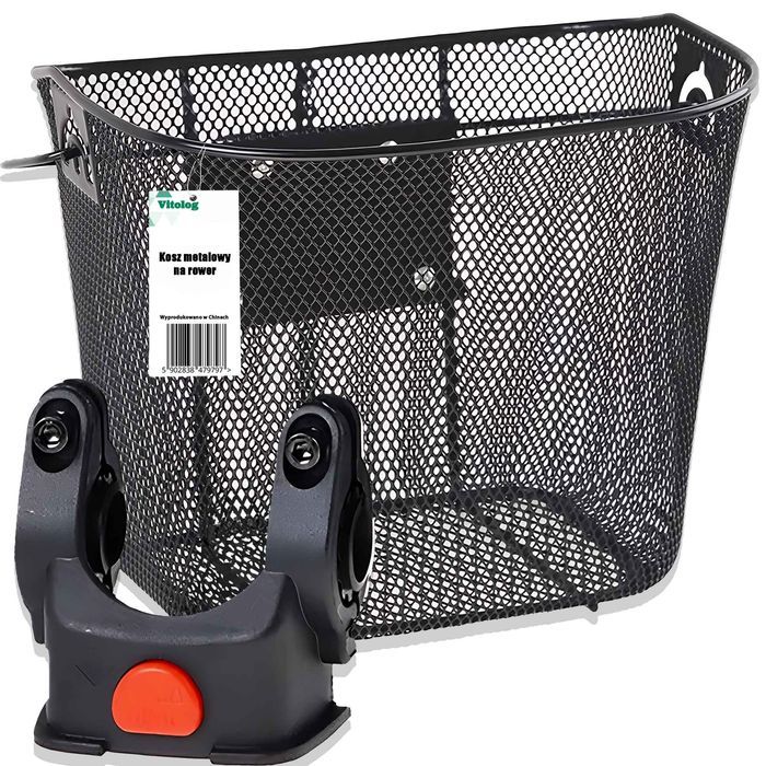 Kosz Metalowy na Rower Koszyk Rowerowy Przedni na Kierownicę CLICK