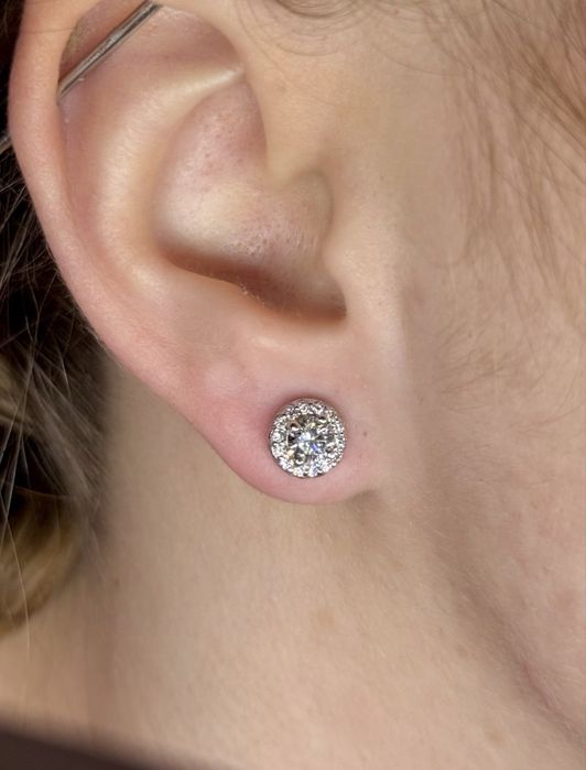 Сережки з діамантами GIA 1.08ct золото 585 бриллианты