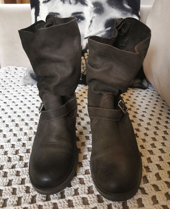 Skórzane kozaki botki Vera Pelle