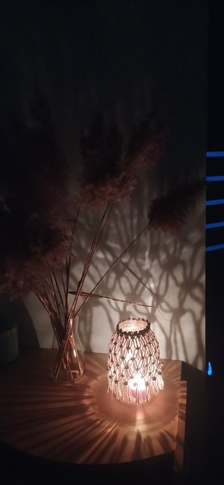 Pokrowiec świeczki wazon lampion Boho ozdoba makrama