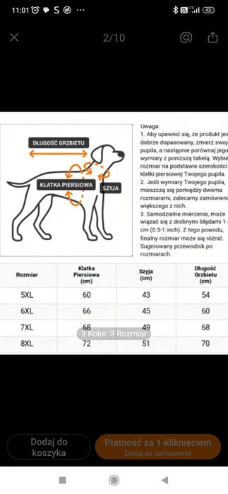 Do wieczora taniej Ubranie dla dużego psa 8 xl