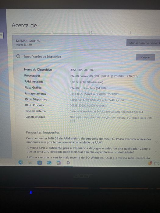 Computador portatil Acer Aspire E1564552843653249124