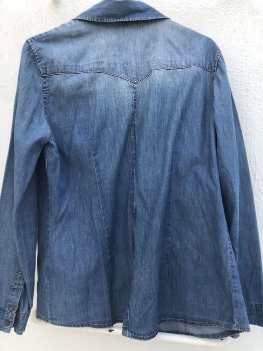 Camisa de ganga azul