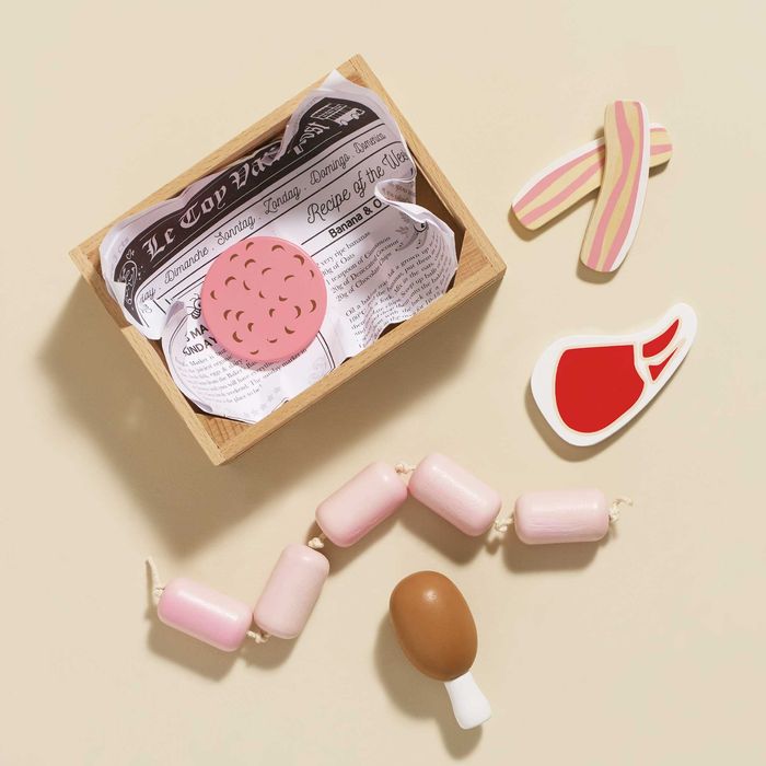 Drewniane mięso w skrzynce, zabawka stragan sklep Le Toy Van TV189c