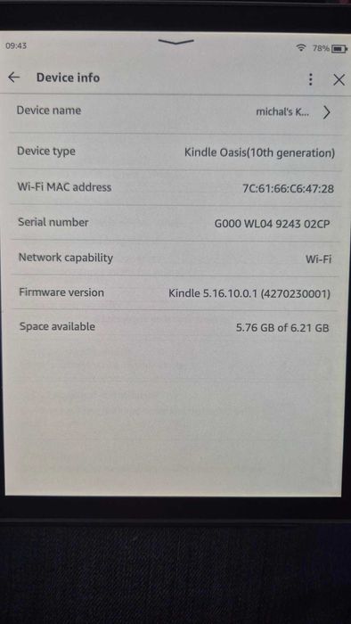Kindle Oasis 10 8GB