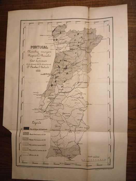 Mapa Portugal - Nombre moyen des Proprietés Rurales
