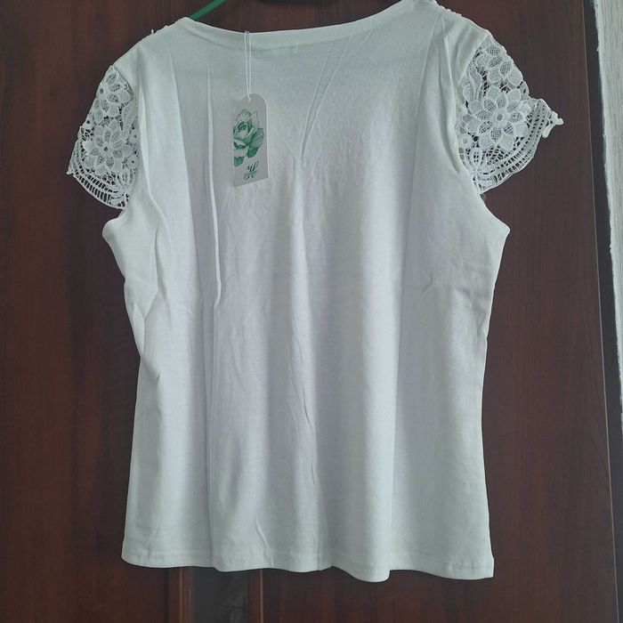 Bluzka krótki rękaw gipiura biała roz. 2XL/3XL