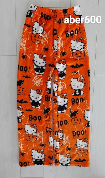 Spodnie Hello Kitty Halloween ~ Pluszowe ~ Idealne na Prezent ~ L/XL