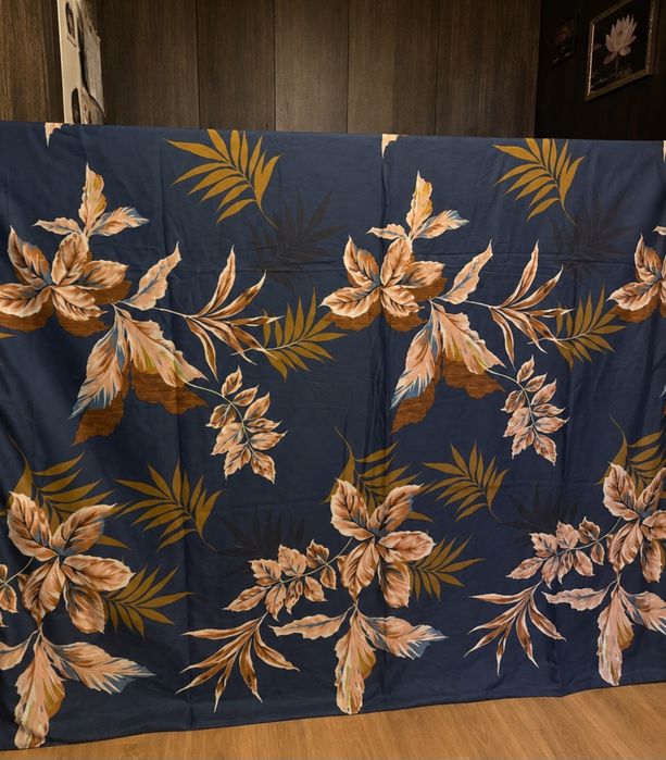 Komplet pościeli 160x200cm Granatowy w Liście 4 częściowy