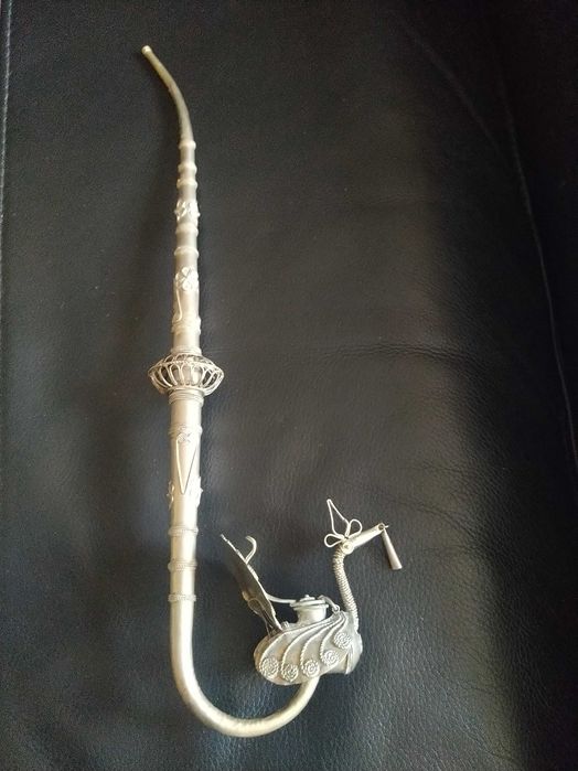 Cachimbo prata, filigrana, com motivos esculpidos