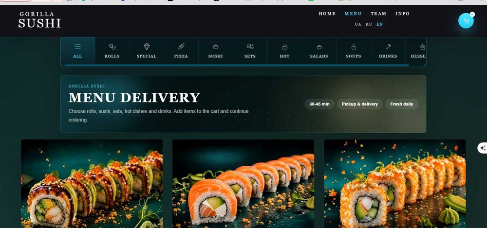 Продам готовий сайт для онлайн ресторану / доставка їжі
