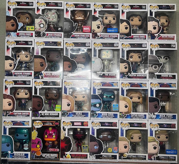 Funko Pop фігурки Marvel — Doctor Strange, WandaVision, Captain Marvel, Loki