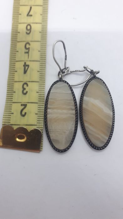 Серьги серебро875пр. Агат. Урал.