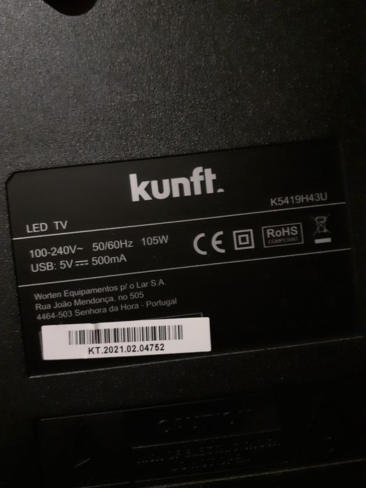 TV KUNFT 43" , apenas com tela led danificada64737956402690122