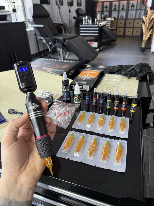 Kit Tattoo/ Tatuagem COMPLETO Sem fios com Pele Treino/ Instruções etc