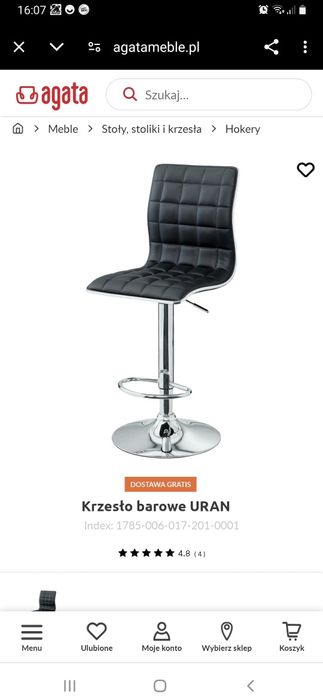 Hoker krzesło barowe