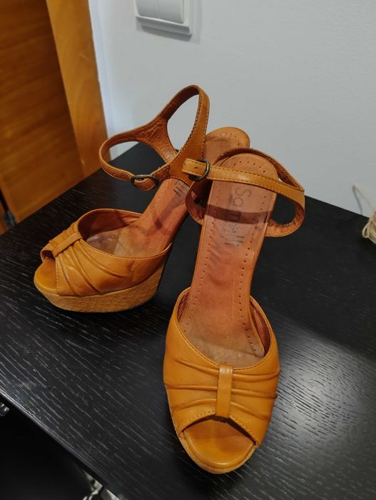 Sandália pele samelli camel